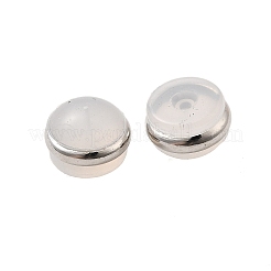 シリコン製ピアスキャッチ  真鍮パーツ  半円  プラチナ  6x4mm  穴：0.5mm&nbsp;SIL-H007-02A-P