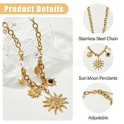 1Pc 304 Stainless Steel Resin & Plastic Pearl Sun Pendant Bib Necklaces&nbsp;NJEW-HS0001-24