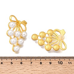 合金樹脂製パールスタッドピアス  ブドウの入ったリボン  ゴールドカラー  36x24mm&nbsp;LS-EJEW-G466-12G