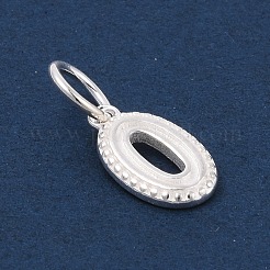 ナンバーシリーズ 925 スターリングシルバーチャーム  スタンプ925個と丸カン付き  銀色のメッキ  ゼロ  10.5x6x1.5mm&nbsp;LS-STER-Q002-01A