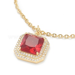 Brass Micro Pave Cubic Zirconia Pendant Necklaces&nbsp;NJEW-F281-05
