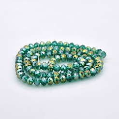 Half Rainbow Plated Faceted Rondelle Electroplate Glass Beads Strands&nbsp;GLAA-A024D-HR04