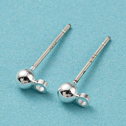 真鍮製スタッドピアスパーツ  シルバーピン925本付き  長持ちメッキ  カドミウムフリー＆鉛フリー  銀  5x3mm  穴：1mm  ピン：0.6mm&nbsp;FIND-R144-13A-S