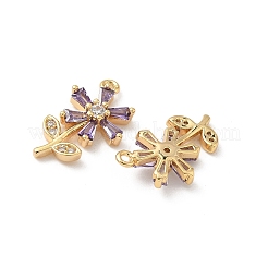 Brass Micro Pave Cubic Zirconia Pendants&nbsp;X1-KK-C099-02G-01
