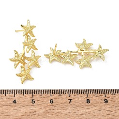 女性のための真鍮のスタッドピアス  ラックめっき  長持ちメッキ  鉛フリー＆カドミウムフリー  18KGP本金メッキ  ヒトデ  37x19.5mm&nbsp;EJEW-A167-02B-G