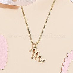 1pc Brass Chain & 304 Stainless Steel Letter Pendant Necklaces&nbsp;NJEW-LP0001-40M-G