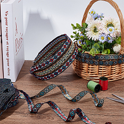 6束6色のエスニックスタイルのポリエステルリボン  刺繡古代漢服レースリボン  菱形模様  ミックスカラー  1/2インチ（12mm）  約7.44ヤード（6.8m）/バンドル  1束/カラー&nbsp;OCOR-BC0002-08