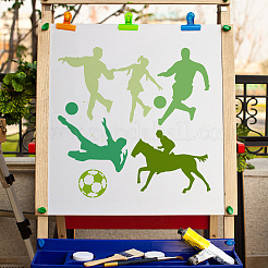 ペット中空アウト図面絵画ステンシル  DIYスクラップブック用  フォトアルバム  サッカー  300x300mm&nbsp;DIY-WH20030-013