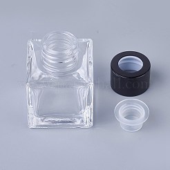 50mlガラスディフューザーアロマテラピーボトル  peプラスチックプラグ付き  車の香水瓶  揮発性の瓶  正方形  ブラック  4.7x4.7x7cm  容量：50ml（1.69液量オンス）&nbsp;LS-MRMJ-WH0054-04B
