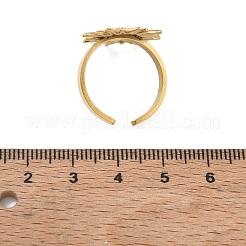 女性用304ステンレススチールカフオープンリング  太陽  ゴールドカラー  19x19mm  内径：18mm&nbsp;LS-SA-CBA4030-01G