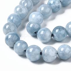 染めの天然水晶ラウンドビーズ連売り  模造アクアマリン  6mm  穴：1mm  約59~61個/連  14.37インチ&nbsp;X-G-R173-6mm-03