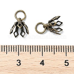 フラワーラックメッキ真鍮フィリグリービーズキャップベイル  7花びら  アンティークブロンズ  8x8mm  穴：3mm&nbsp;KK-L102-27AB