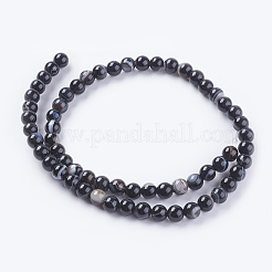 Round Dyed & Heated Natural Black Agate Beads Strands&nbsp;G-G582-6mm-07