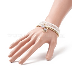 4Pcs 4 Style Natural White Jade & Glass Beaded Stretch Bracelets Set&nbsp;BJEW-JB09227
