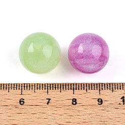 オペーク樹脂ビーズ  ラウンド  グリッターパウダー付き  ミックスカラー  16mm  穴：2~2.5mm&nbsp;RESI-N042-16mm-13