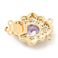 Brass Micro Pave Clear Cubic Zirconia Box Clasps&nbsp;KK-E052-01F-G03