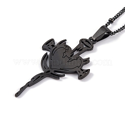 304ステンレススチールエナメルネックレス  ナイフ付きハートペンダントネックレス  ブラック  19.72インチ（50.1cm）&nbsp;NJEW-Q338-09B
