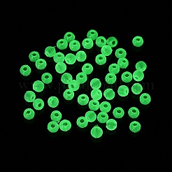 不透明で光るアクリルビーズ  暗闇で光るビーズ  ラウンド  ホワイト  4mm  穴：1mm  約16666個/500g&nbsp;OACR-G038-06G