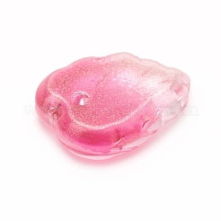 ツートンの透明ガラスチャーム  葉  ミックスカラー  13.5x10.5x3.5mm  穴：1.2mm&nbsp;X-GLAA-H016-15