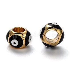 Brass European Enamel Beads&nbsp;KK-B028-25G-B