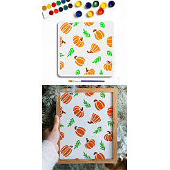 1 pc ペット中空アウト描画絵画ステンシル  ペイント用竹ブラシ1本  カボチャ  300x300mm&nbsp;DIY-MA0005-68A