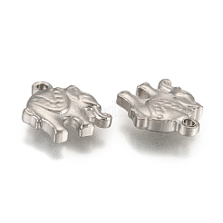 変色しにくい201ステンレススチールの象のチャーム  ステンレス鋼色  13.5x11.5x3.5mm  穴：1.5mm&nbsp;STAS-Q192-15