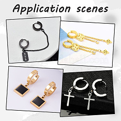 16Pcs 4 Colors 304 Stainless Steel Huggie Hoop Earrings Findings&nbsp;STAS-WR0001-15