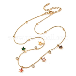 304 Stainless Steel Rhinestone Star Pendant Necklaces for Women&nbsp;NJEW-T021-02G