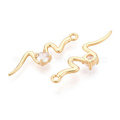 Brass Micro Pave Clear Cubic Zirconia Pendants&nbsp;KK-T078-01G-06