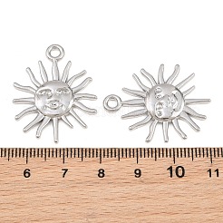 合金ペンダント  太陽の顔のチャーム  ラックめっき  カドミウムフリー＆鉛フリー  プラチナ  30x24x2.5mm  穴：2.5mm&nbsp;AL-CBA83D5-09P
