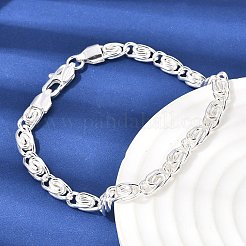 304ステンレススチール製渦巻きリンクブレスレット（女性用）  銀  8.03インチ（20.4cm）&nbsp;BJEW-K240-11S