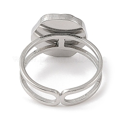 女性用304ステンレススチールエナメルオープンカフリング  六角  ステンレス鋼色  内径：17mm&nbsp;RJEW-F166-41P-02
