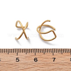 304ステンレススチールクロスクリップオンノーズリング  イオンプレーティング（ip）  ゴールドカラー  9x10.5mm&nbsp;AJEW-A062-03G