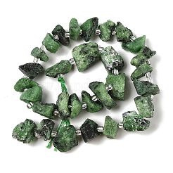 天然石ルビーインゾイサイトビーズ連売り  5~18x7~20x7~17mm  穴：1.5mm  約30個/連  15.39''（39.1センチメートル）&nbsp;G-Q023-A01-01
