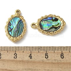 Oval 304 Stainless Steel Natural Shell Pendants Ion Plating(IP)&nbsp;STAS-U037-01G-01