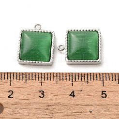 304ステンレススチールチャーム  猫の目で  サクレチャーム  14KGP本金メッキ  薄緑  14.5x12x5.3mm  穴：1.4mm&nbsp;STAS-L022-075P-03