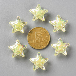 透明なアクリルビーズ  二層ビーズ  ABカラー  スター  淡黄色  15.5x16x9.5mm  穴：3mm  約569個/500g&nbsp;TACR-S152-11B-07