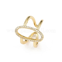 Brass Micro Pave Cubic Zirconia Cuff Rings for Women&nbsp;RJEW-F186-02G