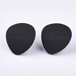 スプレー塗装鉄スタッドピアスパーツ  スチールピンとループ付き  ブラック  20x18.5mm  穴：3mm  ピン：0.7mm&nbsp;IFIN-S703-15A