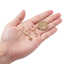 Star and Moon Asymmetrical Dangle Hoop Earrings&nbsp;EJEW-JE04031-01