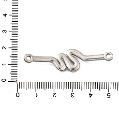 304ステンレススチールコネクタチャーム  ステンレス鋼色  変色しない  波形  49.5x13.5x2.5mm  穴：2.5mm&nbsp;STAS-Q362-07A-P