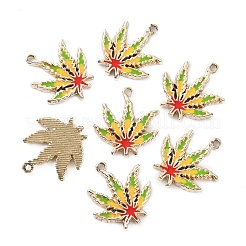 合金エナメルチャーム  カエデの葉  ライトゴールド  20x18x2mm  穴：1.6mm&nbsp;FIND-WH0120-22LG