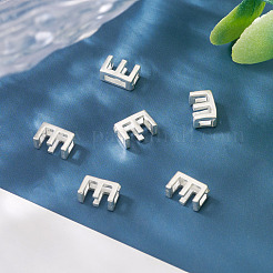6Pcs 925 Sterling Silver Hollow Initial Beads&nbsp;STER-TA0001-53E