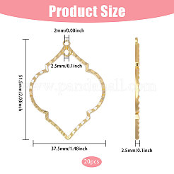 合金ビッグペンダント20個。  DIYアクセサリー用  不規則な正方形  ゴールドカラー  51.5x37.5x2.5mm  穴：2/2x2.5mm&nbsp;FIND-CA0010-95