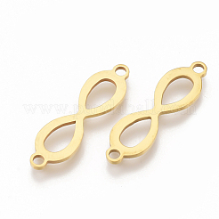 201 ステンレススチールリンクコネクター  レーザーカットリンク  無限大  ゴールドカラー  25x7x1mm  穴：1.8mm&nbsp;STAS-T044-71G