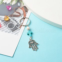 Synthetic Howlite Bead and Synthetic Turquoise beads Keychain&nbsp;KEYC-JKC00267-04