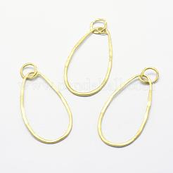 真鍮チャーム  鉛フリー＆カドミウムフリー＆ニッケルフリー  オーバル  生（メッキなし）  46x25x1mm  穴：7mm&nbsp;KK-E716-051C-RS