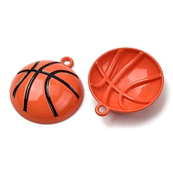 焼付塗装合金ペンダント  バスケットボールのチャーム  レッドオレンジ  39.5x34.5x10mm  穴：3mm&nbsp;AL-CBAFE77-02A-08