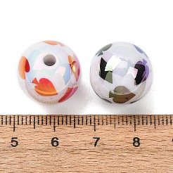 UVメッキ不透明アクリルビーズ  虹色の  スペード模様の丸い形  ミックスカラー  15x15.5~16mm  穴：3mm&nbsp;AC-CBA61A5-01