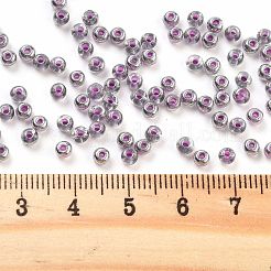 内部色ガラス種ビーズ  半分銀メッキ  ラウンド  蘭  3.5x2.5mm  穴：1mm  約11250個/ポンド&nbsp;SEED-A032-03B